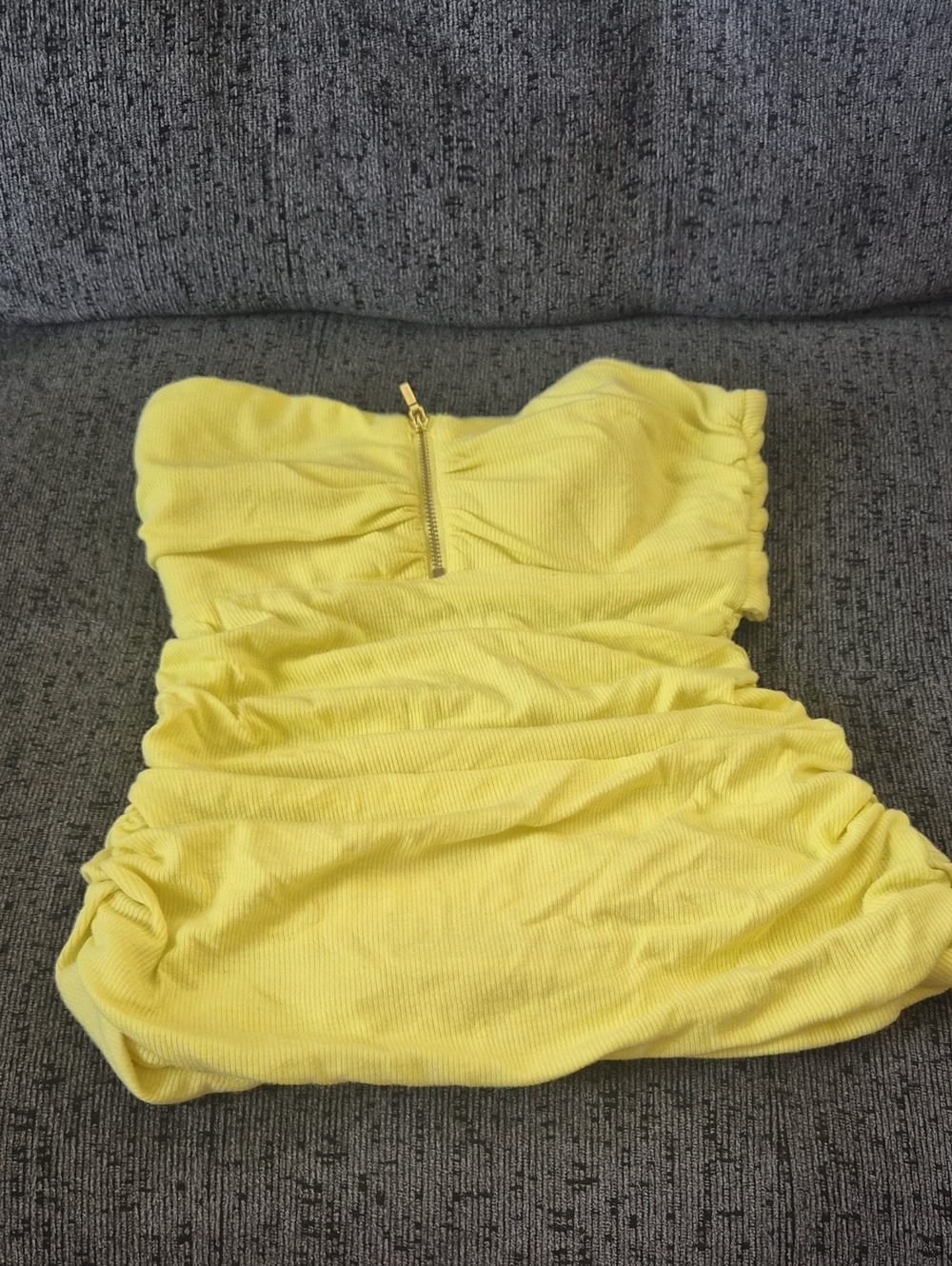 Strapless Yellow Ruched Bustier Dress